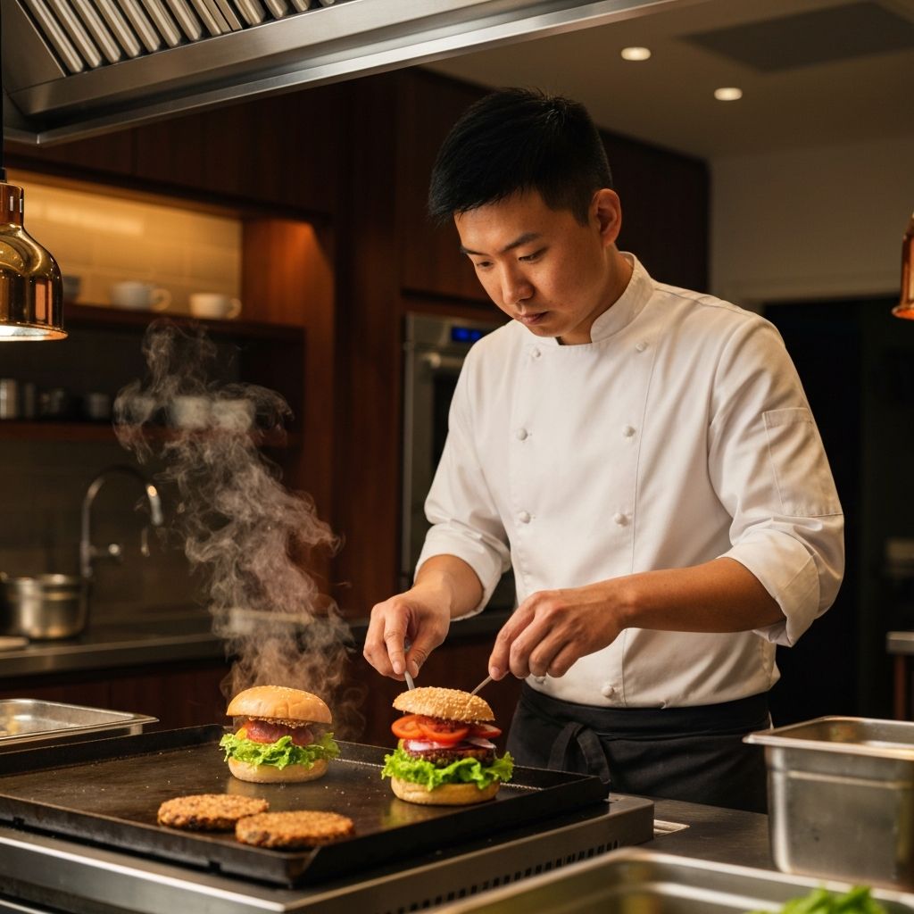 Hambúrguer de soja sendo preparado na chapa